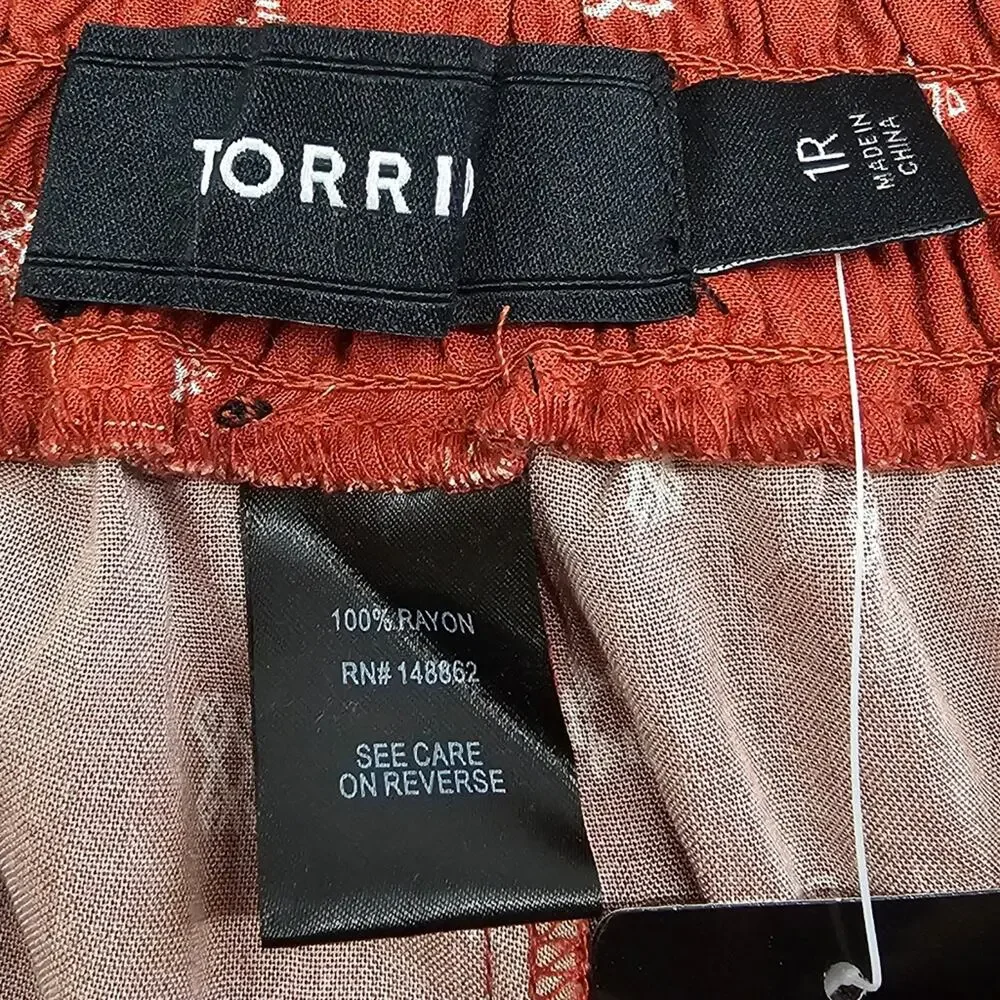 NWT Torrid Wide Leg Pants Womens Size 1X Orange Pull On Palazzo Geometric Print - Picture 10 of 15